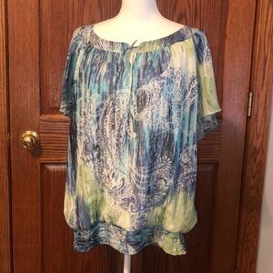 Sara Michelle Blue and Green Paisley Blouse